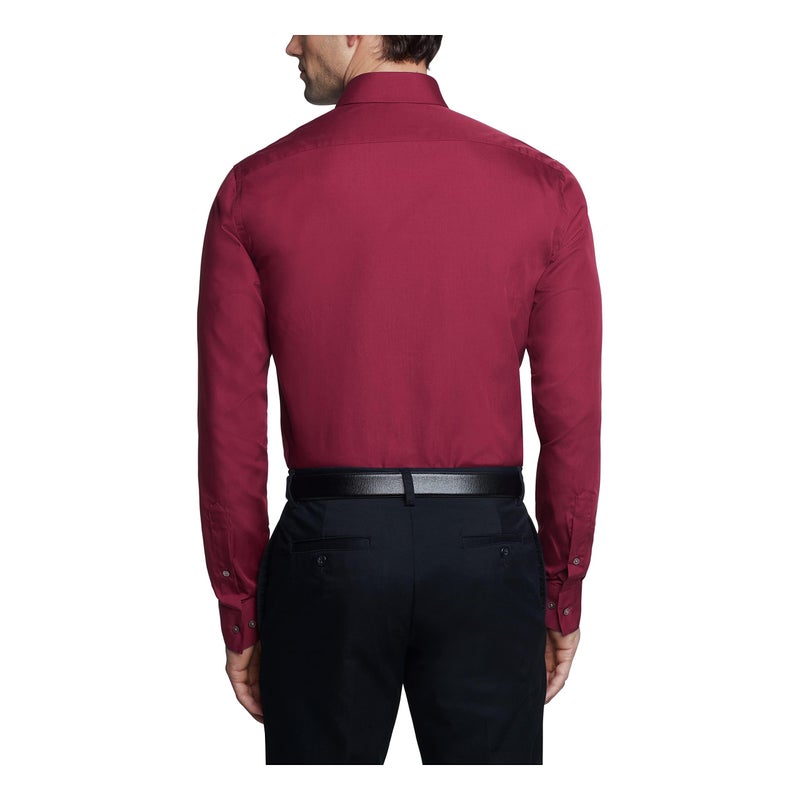 Van Heusen Men's Dress Shirt Fitted Poplin Solid, Magenta, 18" Neck 36"-37" Sleeve - Image 2